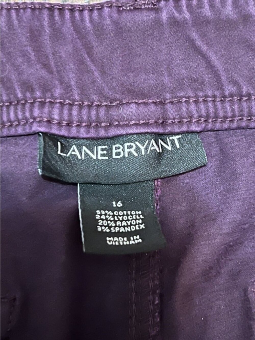 Lane Bryant Purple High Rise Chino Pants Zip Ankle Skinny Slim Stretch 16 - Picture 3 of 8